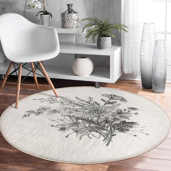Kremowy okrągły dywan odpowiedni do prania i robotów sprzątających ø 80 cm Comfort – Mila Home-image-2
