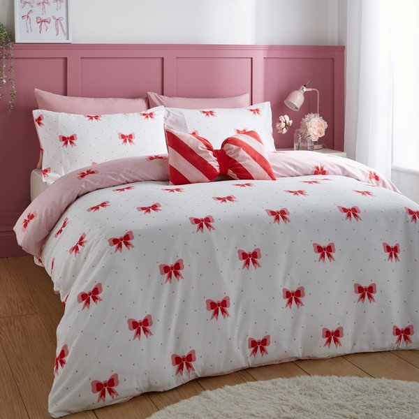 Różowa pościel jednoosobowa 135x200 cm Dotty Bows – Sassy B-image-2