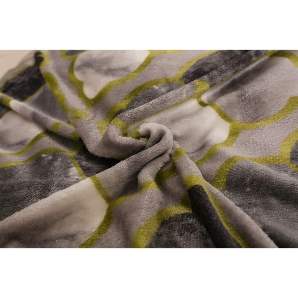 Zielono-szara pościel jednoosobowa z mikropluszu 140x200 cm – My House-image-1