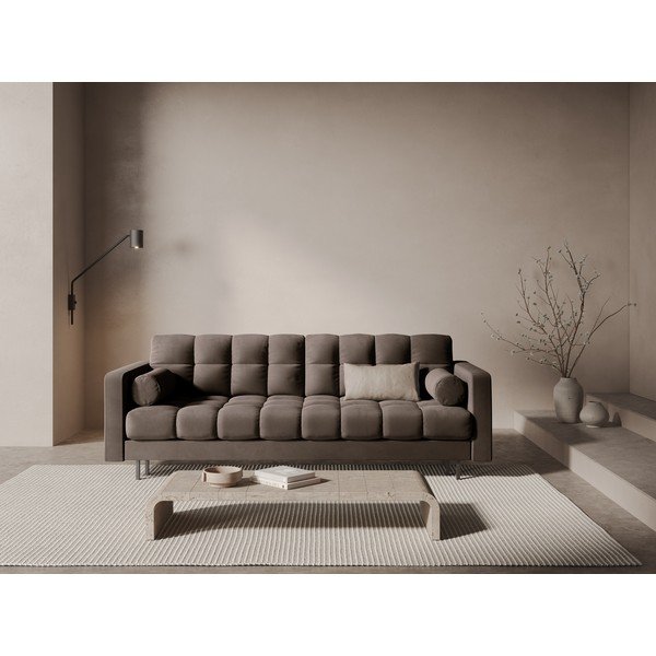 Brązowa aksamitna rozkładana sofa ze schowkiem 222 cm Bali – Cosmopolitan Design-image-1