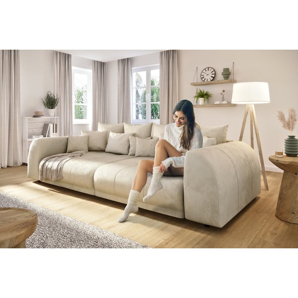 Kremowa sztruksowa sofa 310 cm Vanessa – Ropez-image-4