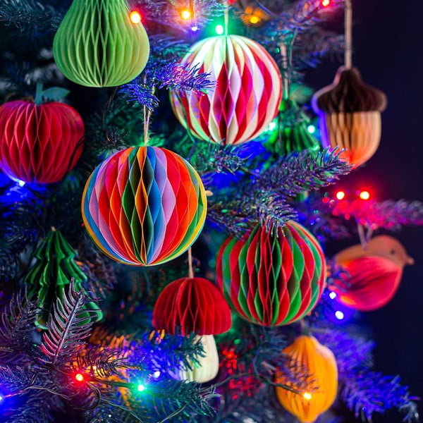 Papierowa ozdoba świąteczna wykonana ręcznie ø 8 cm Honeycomb Apple – Sass & Belle-image-2