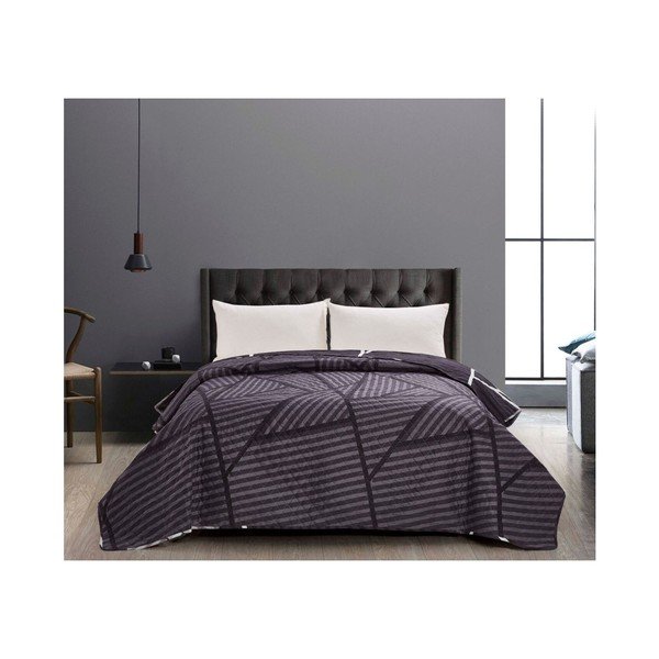 Czarna dwustronna narzuta z mikrowłókna DecoKing Catmint, 170x270 cm-image-1