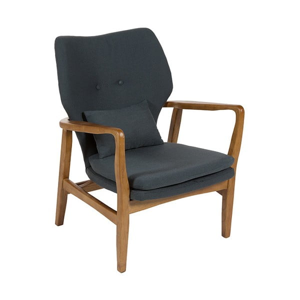 Szary fotel z konstrukcją z drewna wiązu Santiago Pons Woven