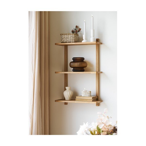 Wielopoziomowa półka z litego drewna dębowego w naturalnym kolorze 20 cm Townsville – House Nordic-image-1