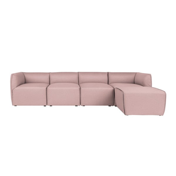 Różowa modułowa sofa 4-osobowa z podnóżkiem Norrsken Ollo