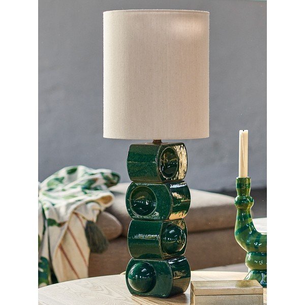 Zielona/kremowa lampa stołowa ceramiczna z tekstylnym kloszem (wysokość 68 cm) Brady – Bloomingville-image-1
