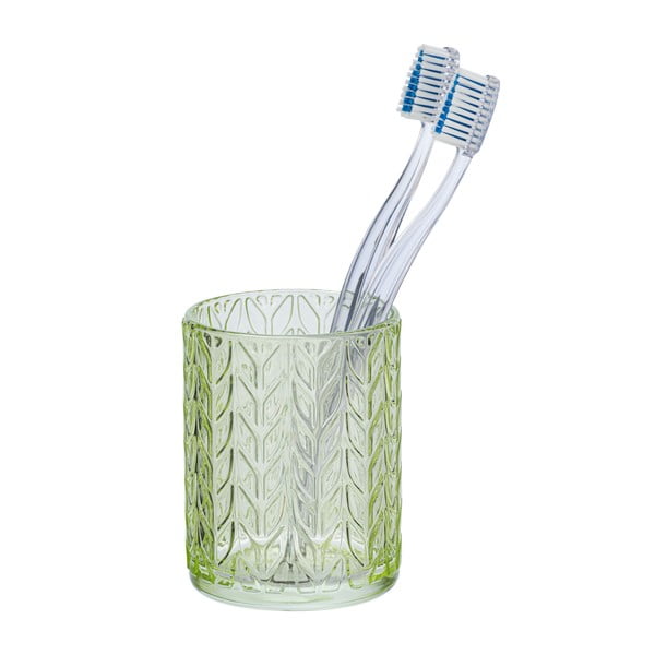 Zielony szklany kubek na szczoteczki Wenko Vetro-image-1