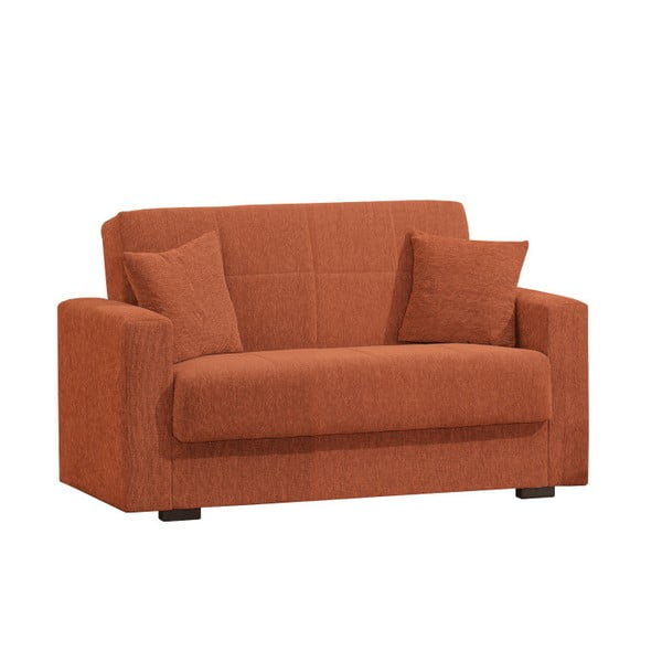 Pomarańczowa dwuosobowa sofa rozkładana ze schowkiem Esidra Relax