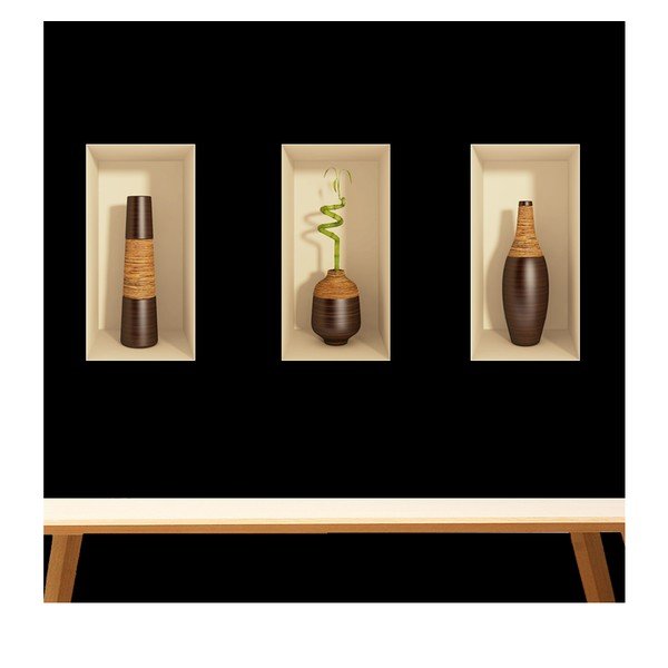 Zestaw 3 naklejek na ścianę 3D Ambiance Bamboo, 60 x 30 cm