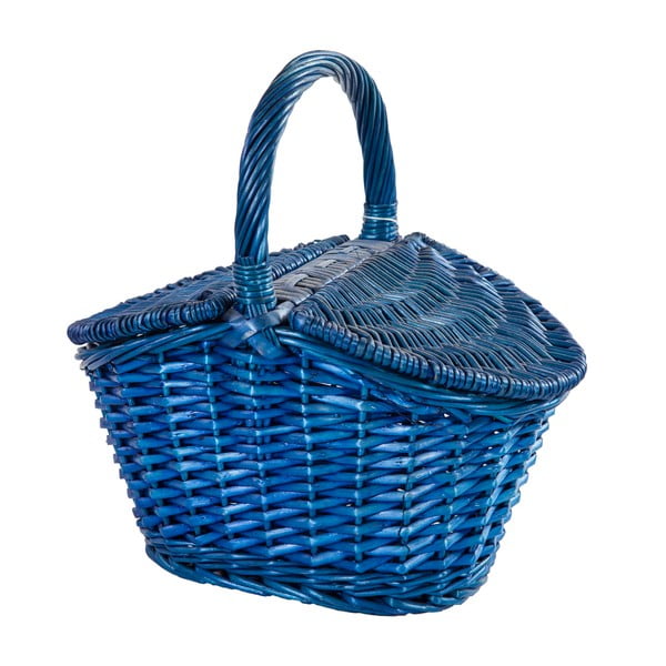 Niebieski wiklinowy koszyk Joy, dł. 28 cm