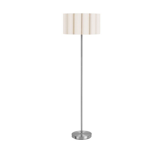Beżowa/w kolorze srebra lniana lampa stojąca (wysokość 150 cm) Wattom – House Nordic