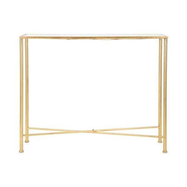 Konsola w biało-złotym kolorze ze szklanym blatem 35x100 cm Butterflies – Mauro Ferretti-image-3