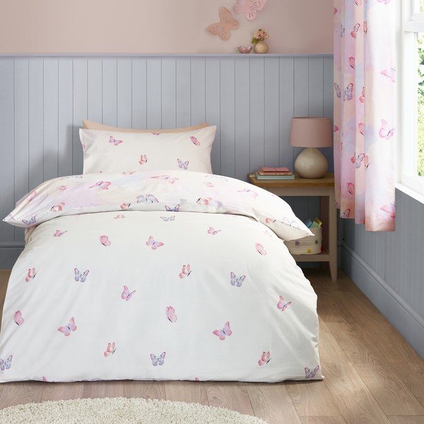 Różowa pościel dziecięca jednoosobowa 135x200 cm Ombre Butterflies – Catherine Lansfield-image-3