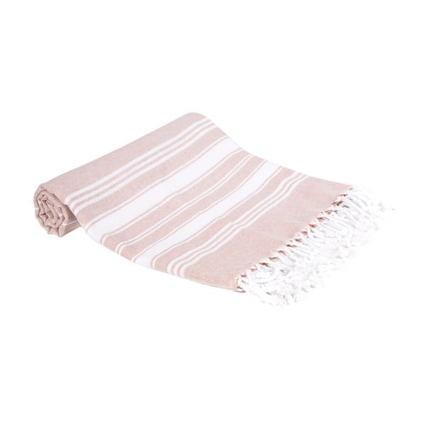 Brązowy ręcznik kąpielowy tkany ręcznie Ivy's Nuray, 100x180 cm