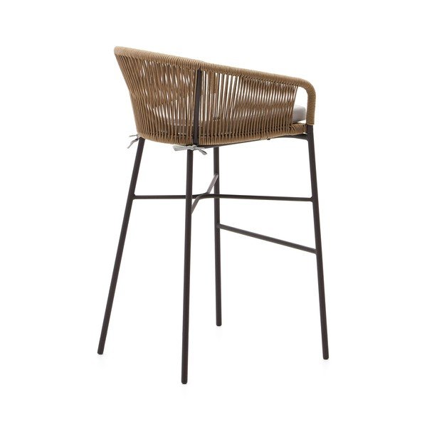 Metalowy/tapicerowany hoker ogrodowy w naturalnym kolorze Yanet – Kave Home-image-4