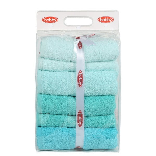 Zestaw 4 turkusowych ręczników Rainbow Water, 70x140 cm-image-2