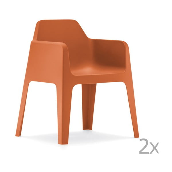 Zestaw 2 pomarańcowych krzeseł ogrodowych Pedrali Plus