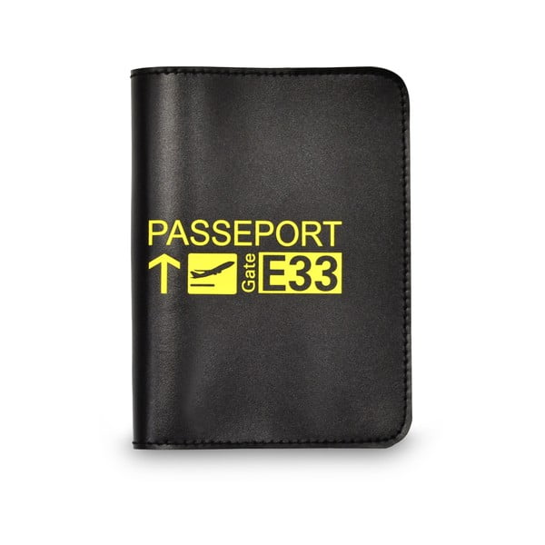 Czarne etui na paszport z żółtym detalem Hero Paris Gate