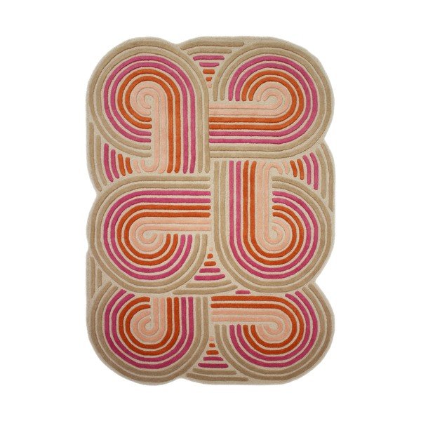 Różowy wełniany dywan tkany ręcznie 140x200 cm Spiral Shaped  – Flair Rugs