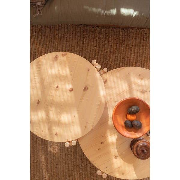 Naturalny okrągły stolik z litego drewna sosnowego ø 80 cm Sticks – Karup Design-image-1