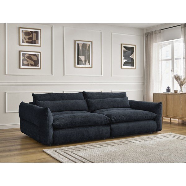 Ciemnoniebieska sofa z tkaniny szenilowej 276 cm Neil – Bobochic Paris-image-1