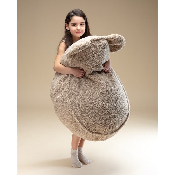 Jasnobrązowy dziecięcy worek do siedzenia z materiału bouclé Bear – Wigiwama-image-3