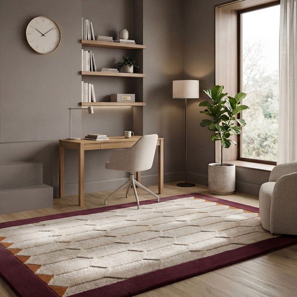 Bordowy/w naturalnym kolorze wełniany dywan tkany ręcznie 200x290 cm Apex Border Wool – Flair Rugs-image-2