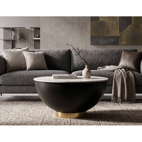 Brązowy metalowy okrągły stolik ø 73 cm Glam – Mauro Ferretti-image-1