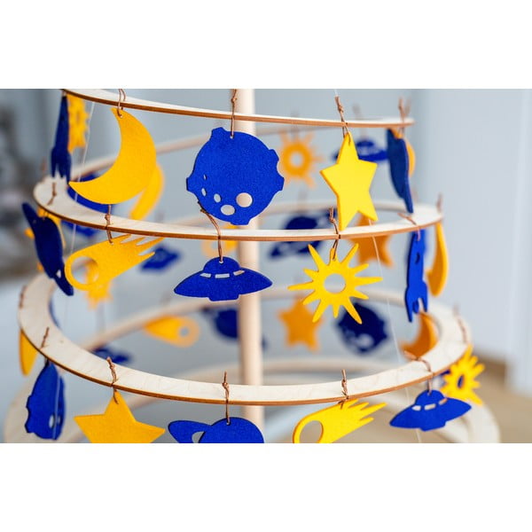 Zestaw 8 żółtych i niebieskich filcowych ozdób świątecznych Spira Medium-image-4