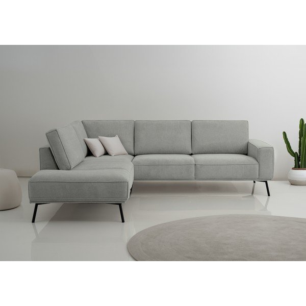 Jasnoszary narożnik z tkaniny szenilowej (lewostronny/w kształcie litery L) Amsterdam – Scandic-image-1