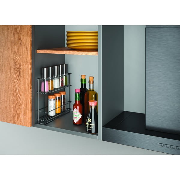 Czarna wysuwana dwupoziomowa półka ścienna na przyprawy Metaltex Lava-image-2
