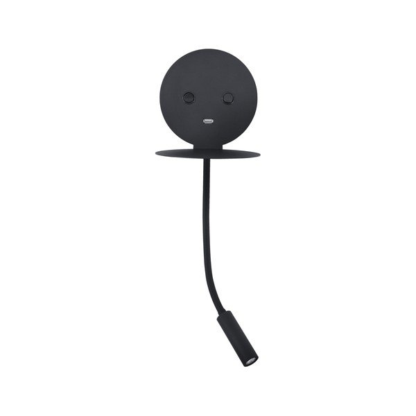 Czarny aluminiowy kinkiet LED z elastyczną konstrukcją/z portem USB Eclip – Nova Luce