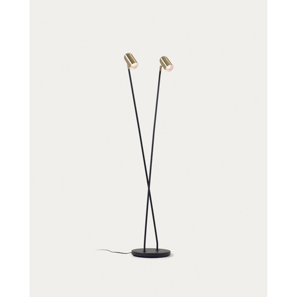 Lampa stojąca w czarno-złotym kolorze z metalowym kloszem (wysokość 152 cm) Clemence – Kave Home-image-3