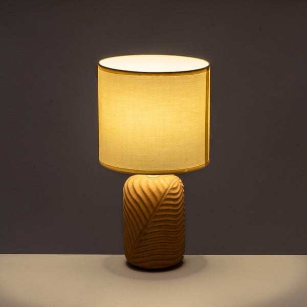 Ceglasto-kremowa lampa stołowa z tekstylnym kloszem (wysokość 39 cm) – Casa Selección-image-1