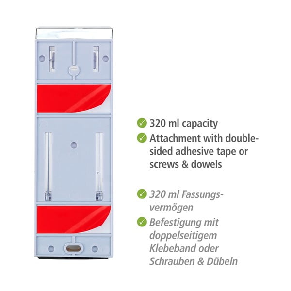 Ścienny plastikowy dozownik do mydła w kolorze srebra 0.32 l Istres – Wenko-image-4