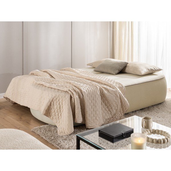 Beżowa/szarobrązowa aksamitna rozkładana/ze schowkiem sofa 210 cm Saga – Ropez-image-3
