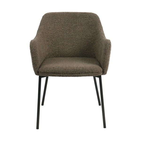 Brązowy tapicerowany fotel jadalniany z podłokietnikami Melilla – House Nordic-image-3