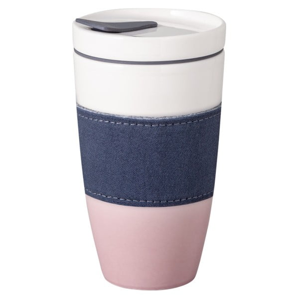 Różowo-biały porcelanowy kubek podróżny Villeroy & Boch Like To Go, 350 ml-image-3