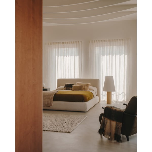 Biało-naturalna lampa stojąca z tekstylnym kloszem (wys. 110 cm) Marga – Kave Home-image-2