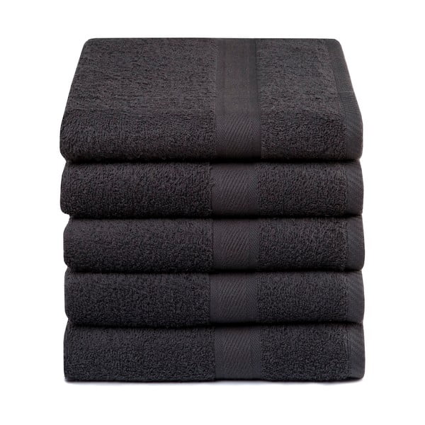 Zestaw 5 ciemnoszarych ręczników Ekkelboom, 50x100 cm