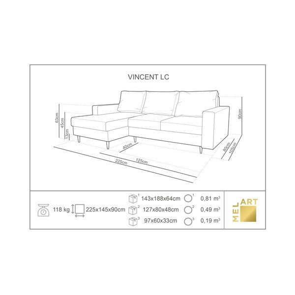 Beżowa sofa rozkładana z szezlongiem po lewej stronie Mazzini Sofas Iris-image-4