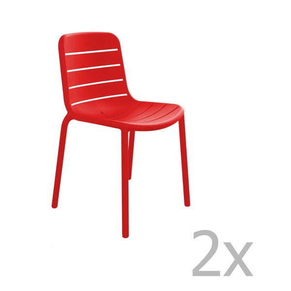 Zestaw 2 czerwonych krzeseł ogrodowych Resol Gina Garden
