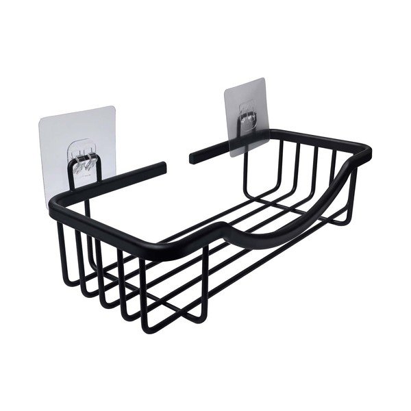 Aluminiowa półka łazienkowa w kolorze matowej czerni bez wiercenia Filaire Aluminium – douceur d'intérieur-image-1