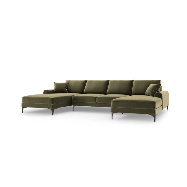 Zielona aksamitna sofa w kształcie "U" Mazzini Sofas Madara-image-2