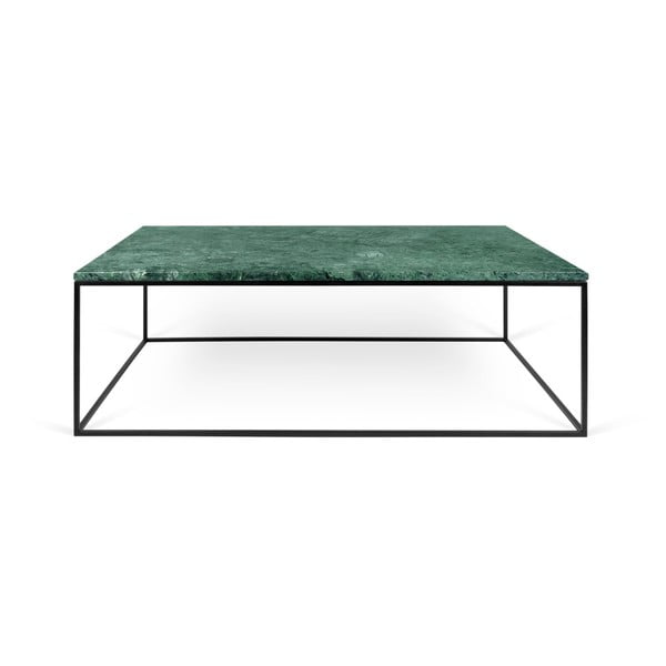 Zielony stolik marmurowy z czarnymi nogami TemaHome Gleam, 75x120 cm