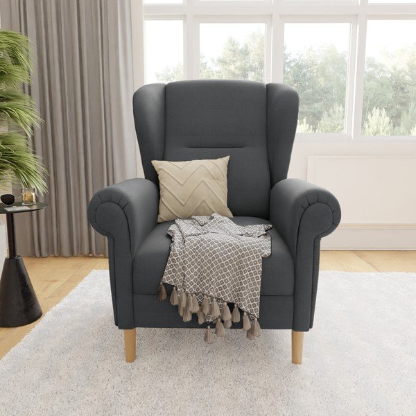 Ciemnoszary fotel typu uszak Swan – Ropez-image-1