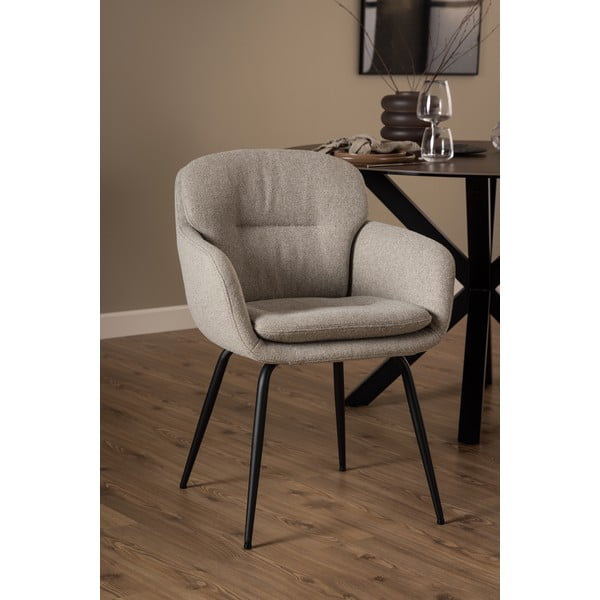 Beżowy tapicerowany fotel jadalniany z podłokietnikami Dora – Actona-image-2