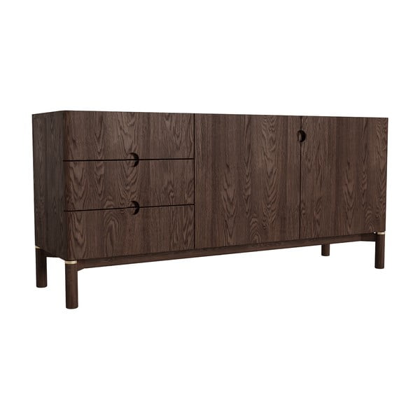 Ciemnobrązowa niska komoda w dekorze dębu 160x73 cm Arun – Unique Furniture