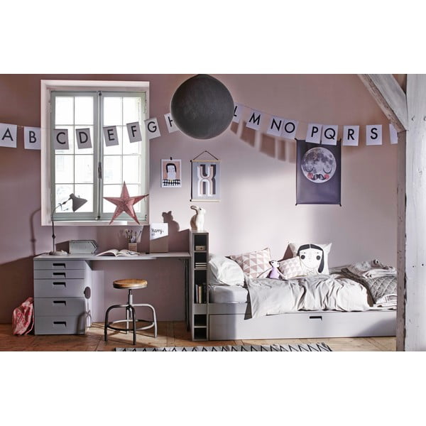 Szary stołek z siedziskiem z drewna mango vtwonen Spider-image-3